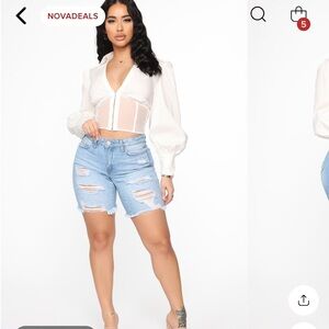 The Mixer Distressed Denim Bermudas